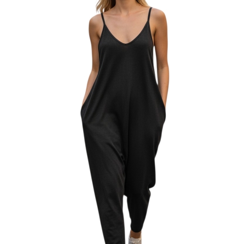 FP Movement Free People XS Black Harem Jumpsuit Onesie Athleisure Granola Girl
